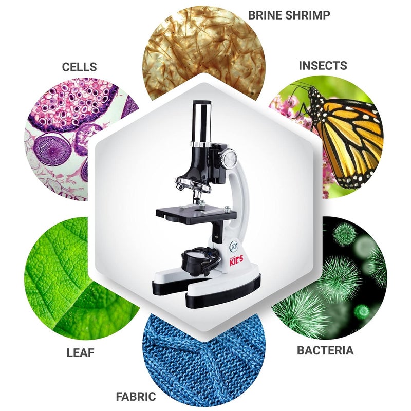 AmScope AmScope 120X-1200X 52-pcs Beginner Microscope STEM Kit with Metal Body Microscope, Plastic Slides, LED Light and Carrying Box (M30-ABS-KT2-W),White  - Image 5