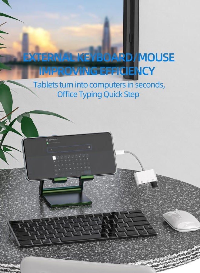 HOYULLI USB-C to Dual USB A Adapter(3in1)Type-C Charge Cable Accessorie Thunderbolt Charging Port Converter Keyboard Mouse U Disk USB Card Reader OTG Dongle Compatible for Samsung LG Google Pixel Macbook Pro - Image 4