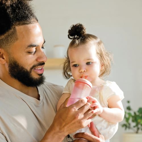 The First Years Squeeze & Sip Toddler Straw Cups - Squeezable Transition Sippy Cup with Silicone Straw - Toddler Feeding Supplies - Pink/Purple/Blue - 7 Oz - 3 Count - Ages 6 Months and Up - Image 5