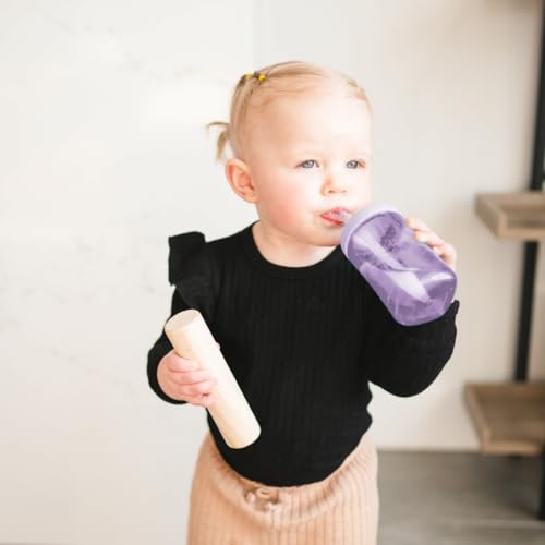 The First Years Squeeze & Sip Toddler Straw Cups - Squeezable Transition Sippy Cup with Silicone Straw - Toddler Feeding Supplies - Pink/Purple/Blue - 7 Oz - 3 Count - Ages 6 Months and Up - Image 3