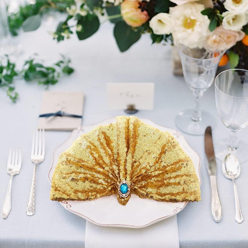 SquarePie Sequin Napkin 20 x 20 Inch 12 Pcs Gold Glitter Decoration for Wedding Party Dinner - Image 1