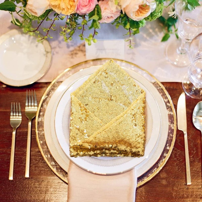 SquarePie Sequin Napkin 20 x 20 Inch 12 Pcs Gold Glitter Decoration for Wedding Party Dinner - Image 5