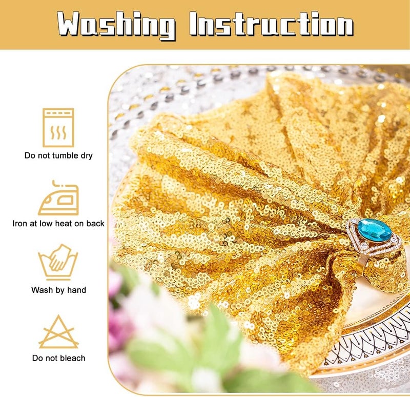 SquarePie Sequin Napkin 20 x 20 Inch 12 Pcs Gold Glitter Decoration for Wedding Party Dinner - Image 4