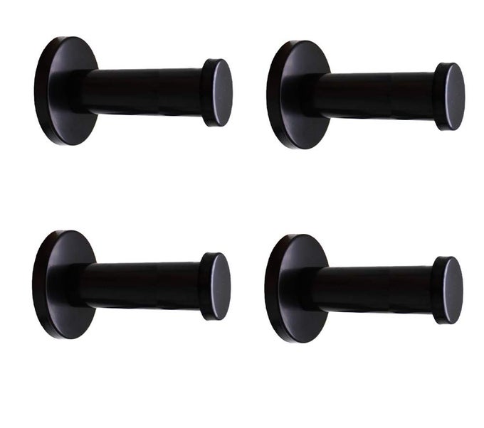 CLASSIC BLACK STAINLESS STEEL HEAVY DUTY WALL MOUNT HOOKS BATH TOWEL HOOKS COAT HANGER HANDBAG HOOKS 4 IN PACK 245