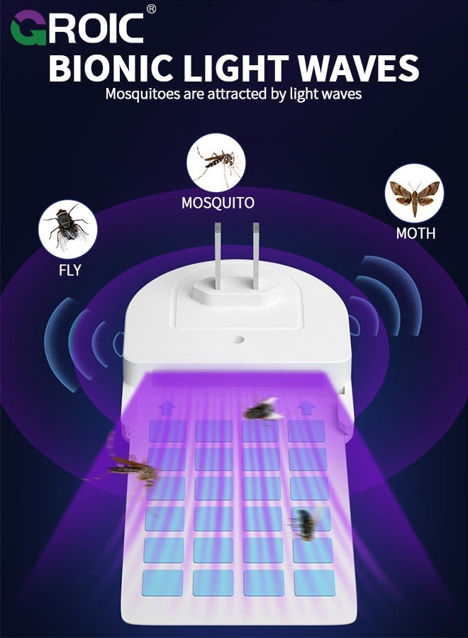 GROIC Fruit Fly Traps for Indoors Plug-in Fly Trap Indoor Flying Insect Trap 2-in-1 Mosquito Trap with Night Light Gnat Traps for House Indoor Fly Trap for Moths Other Flying Insects(1 Device+5 Trap Refill) - Image 3