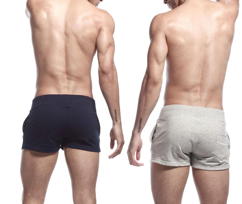 hotfits Men's Gym Shorts Pack of 2 – Black & Grey Cotton Shorts | 100% Cotton 240 GSM Soft Fabric | Adjustable Waist Rope | Side Pockets | Workout, Running, Casual & Sports Shorts - Image 3