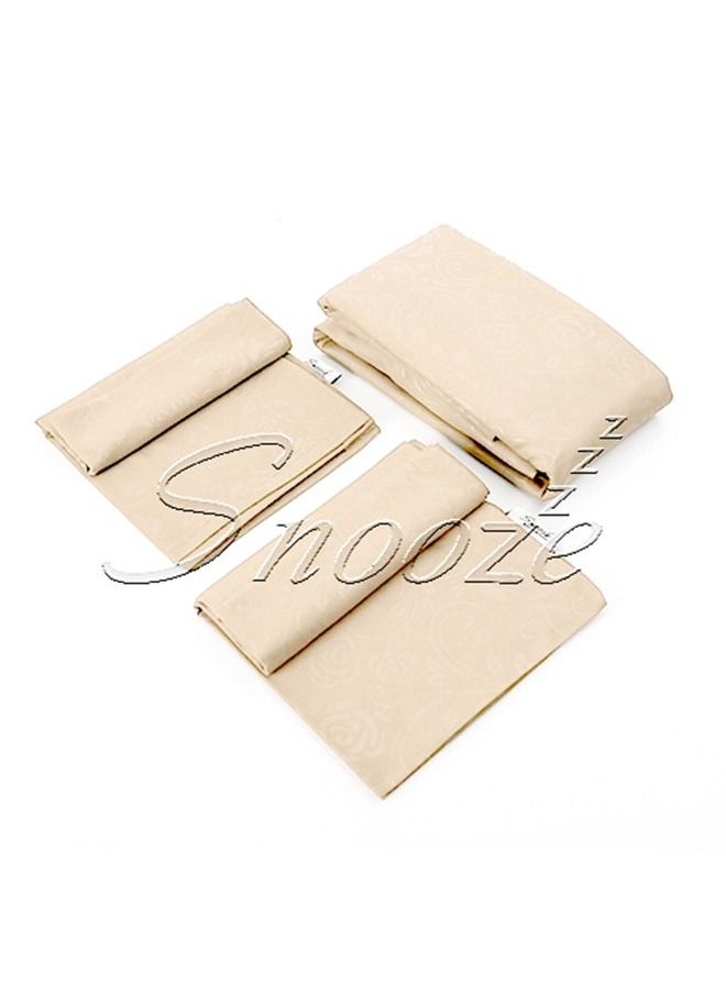 snooze - Snooze Fitted Jakared microfiber double bed Sheet - Beige (flowery design) + Free 2 Pillowcases - Image 1