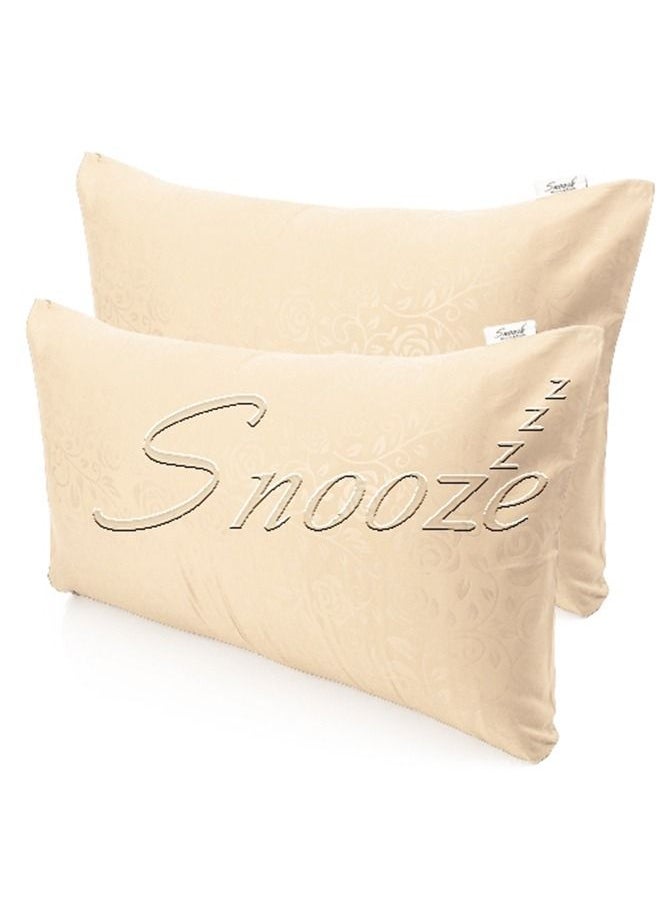 snooze - Snooze Fitted Jakared microfiber double bed Sheet - Beige (flowery design) + Free 2 Pillowcases - Image 1