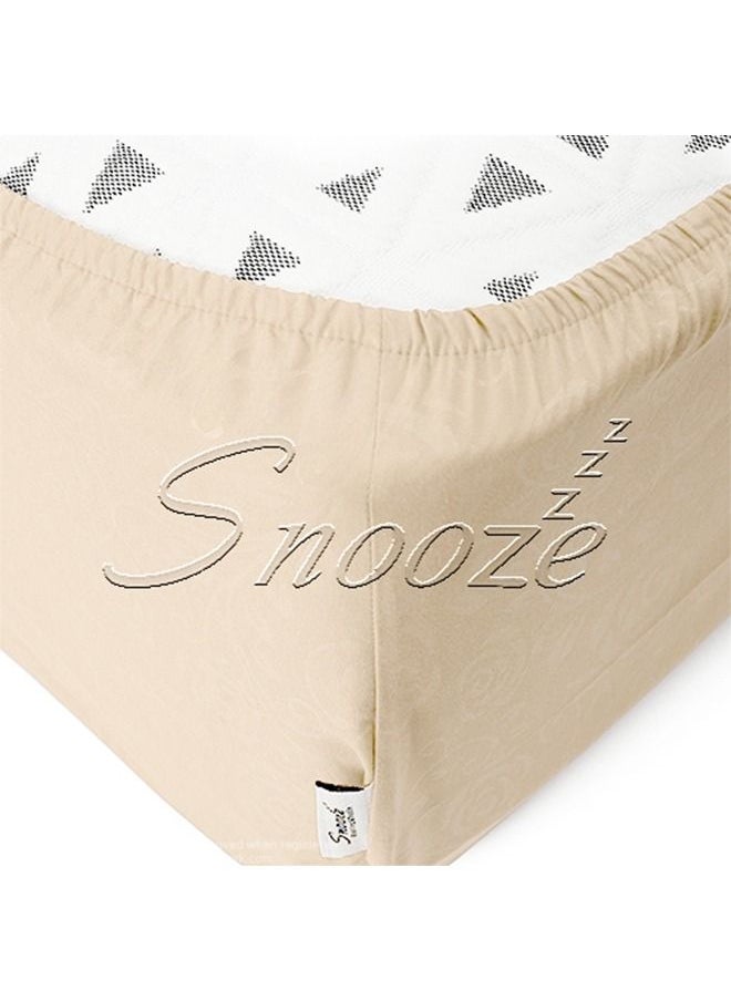 snooze - Snooze Fitted Jakared microfiber double bed Sheet - Beige (flowery design) + Free 2 Pillowcases - Image 1