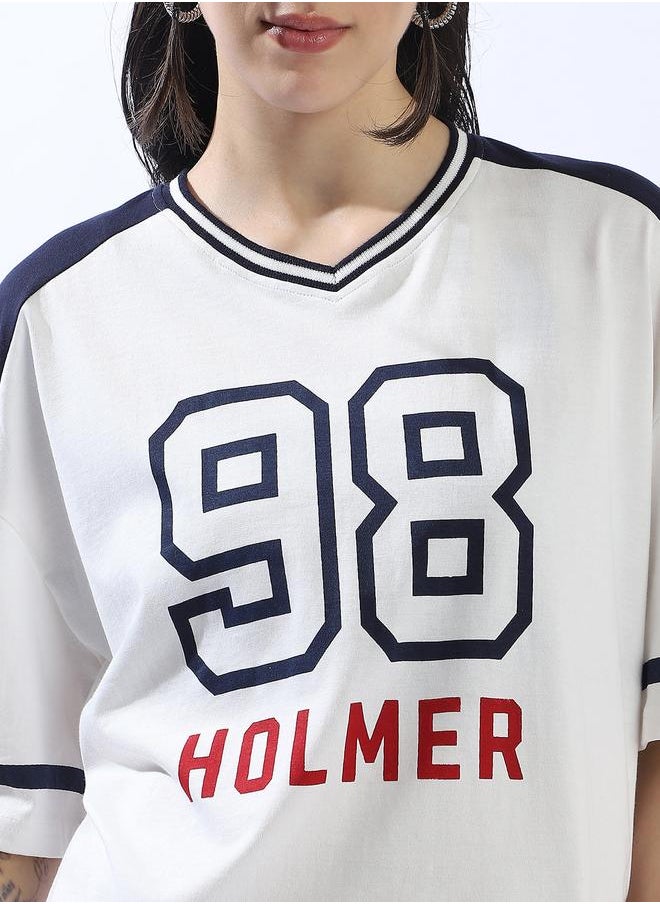 Hubberholme Women's Multicolour 100% Cotton Printed Cropped Boxy Fit T-Shirt  - Image 5