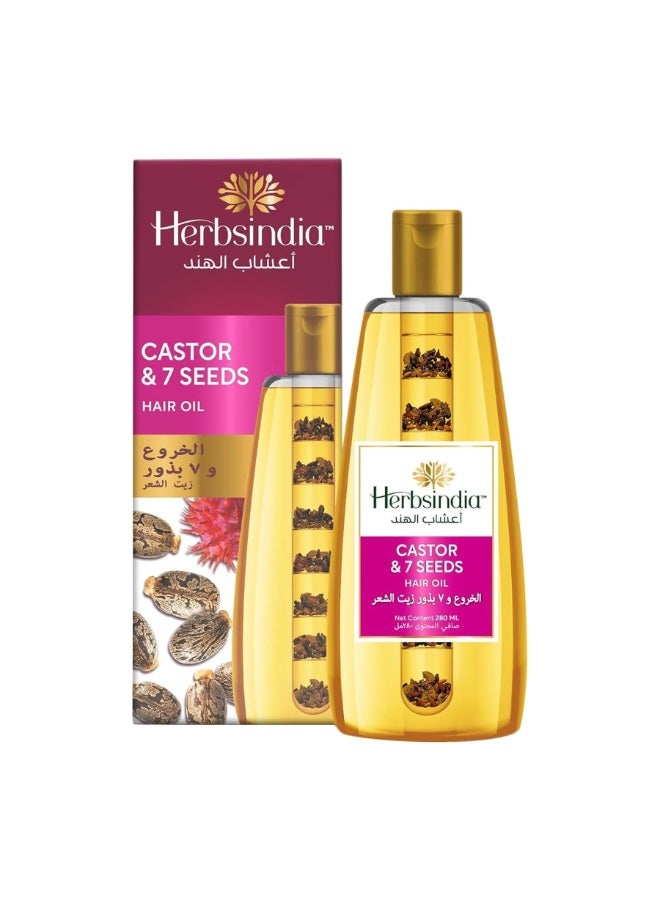 Herbsindia Hair Oil With Castor & 7 Seeds 280ML - Image 1
