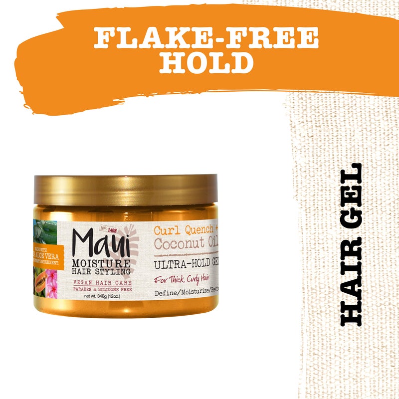Maui Moisture Curl Quench + Coconut Oil Ultra-Hold Gel, for Curly Hair Styling, Vegan, No Drying Alcohols, Paraben Free, Silicone Free, 12 Ounce - Image 3