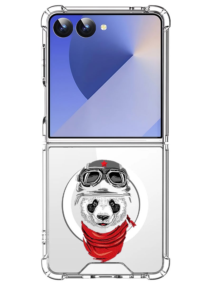 Theodor Magnetic Case for Samsung Galaxy Z Flip 7 Compatible with MagSafe Wireless Charging, Shockproof Phone Bumper Cover Panda - Image 1