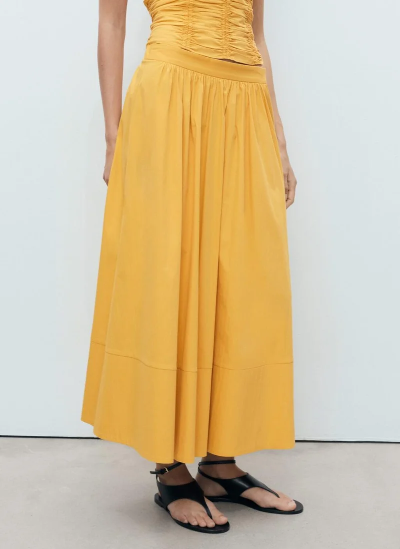 MANGO Long Gathered Skirt
