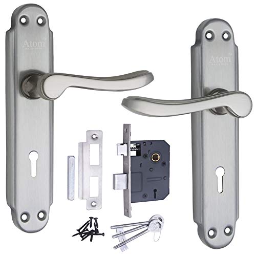 Atom Heavy Duty Mortise Door Lock for Bedroom, Living Room, Main Door, Silver Satin Finish | 3 Keys | 6 Lever Double Stage Lockset for House Hotel Office(ALFAKY) - Image 1