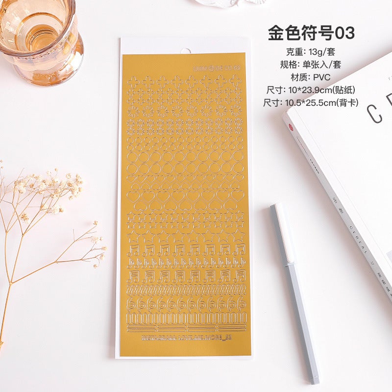 Generic Bronzing silver flower series hand account sticker number letter pvc waterproof small sticker goo card material paper wholesale golden symbol 