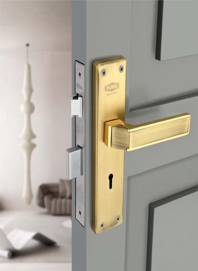 دوق طقم مقابض نقر من ديوك مع قفل | جسم مزلاج نحاسي | مقابض فاخرة | MH-1013 BA KY | نحاس عتيق | مقاوم للعوامل الجوية | سمك 25-40 مم | سهل التركيب - Image 1