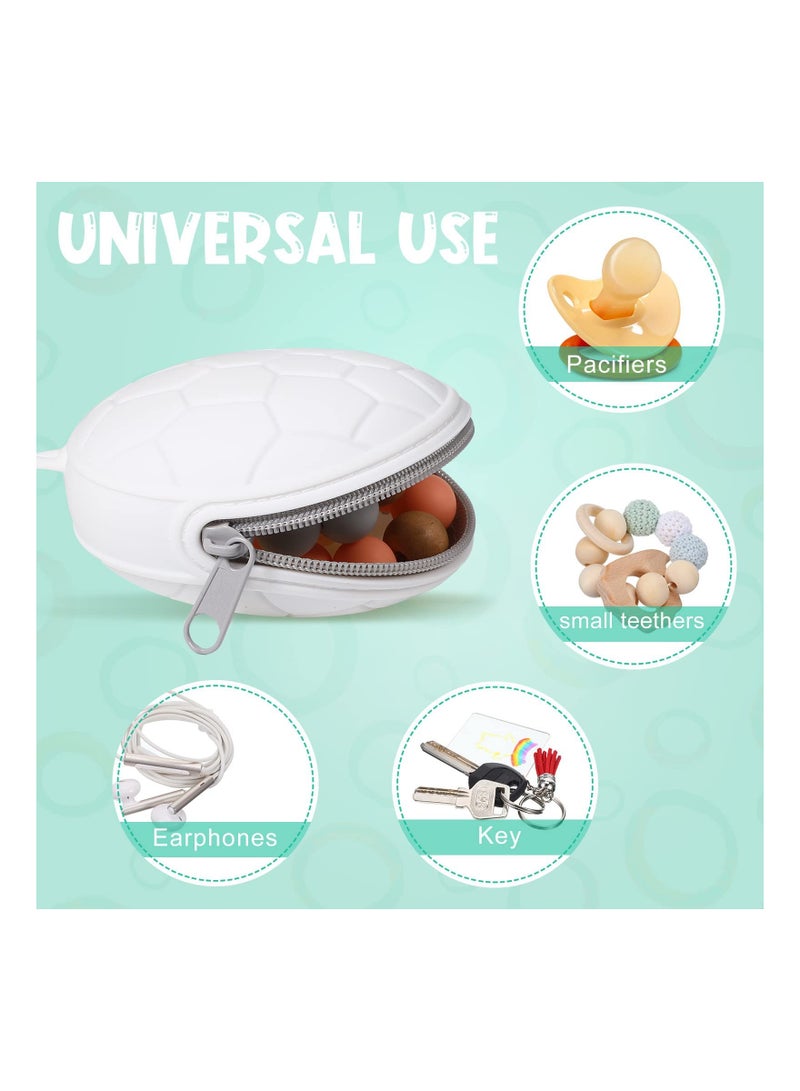 4-Piece Pacifier Holder Set: Silicone Covers & Clear Storage Box, Easy to Clean, Suitable for On-the-Go (Black, White) - Image 3
