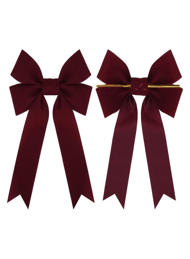 Meseey 12 Pcs Burgundy Velvet Ribbon Bow Christmas Wreath Bows for Garland Gift Wrapping Indoor Outdoor Christmas Parties Decorations (Burgundy, 12 - Image 3