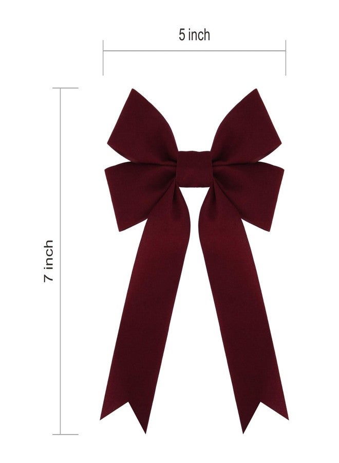 Meseey 12 Pcs Burgundy Velvet Ribbon Bow Christmas Wreath Bows for Garland Gift Wrapping Indoor Outdoor Christmas Parties Decorations (Burgundy, 12 - Image 2