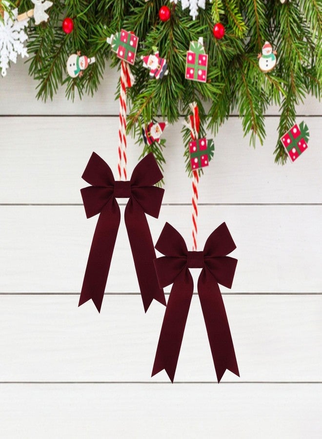 Meseey 12 Pcs Burgundy Velvet Ribbon Bow Christmas Wreath Bows for Garland Gift Wrapping Indoor Outdoor Christmas Parties Decorations (Burgundy, 12 - Image 4