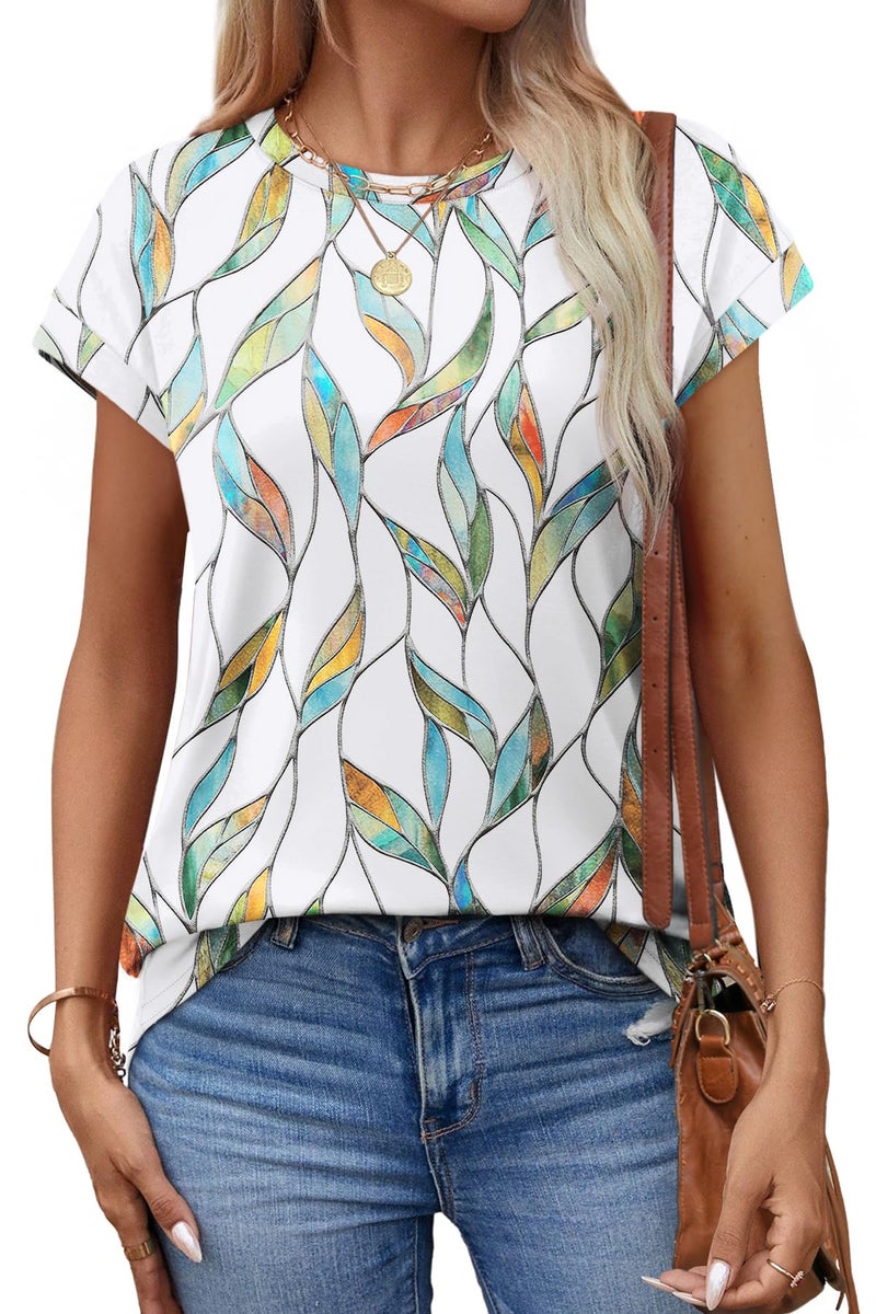 Alaroo Outfits for Women Cap Sleeve Casual Cute Spring Tops White Print Print 05 M - Image 3