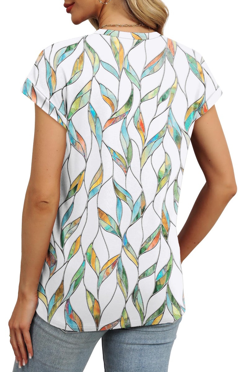 Alaroo Outfits for Women Cap Sleeve Casual Cute Spring Tops White Print Print 05 M - Image 4