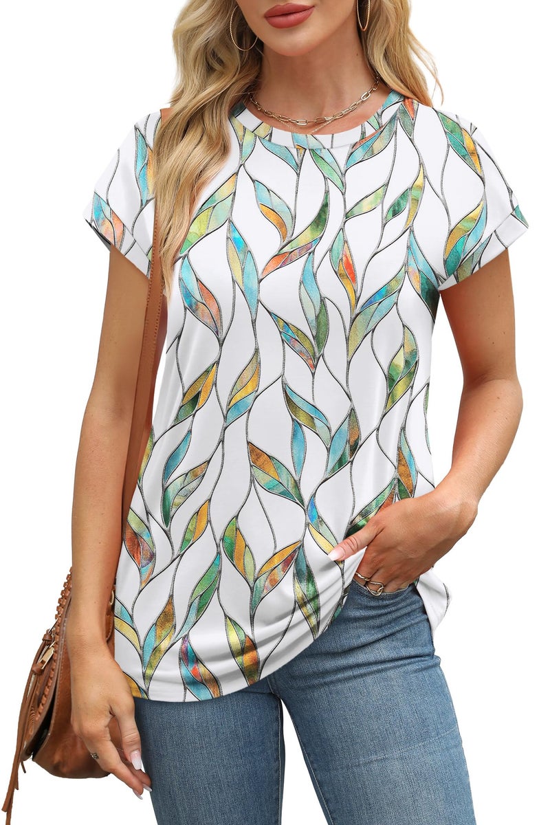 Alaroo Outfits for Women Cap Sleeve Casual Cute Spring Tops White Print Print 05 M - Image 2