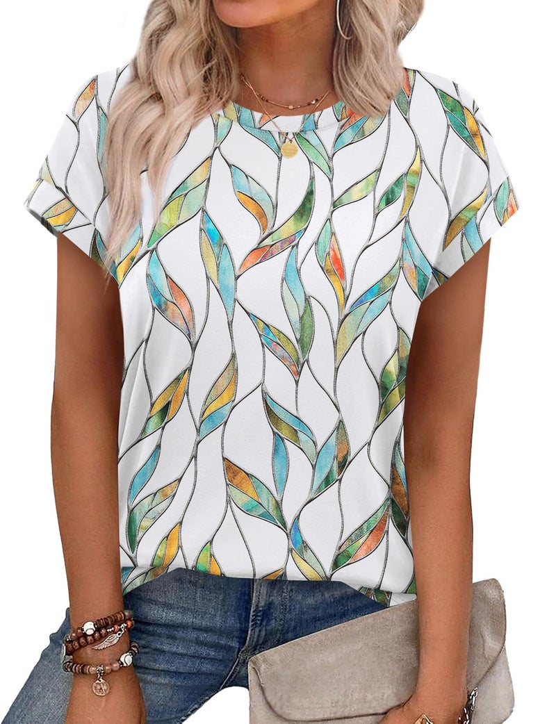 Alaroo Outfits for Women Cap Sleeve Casual Cute Spring Tops White Print Print 05 M - Image 1