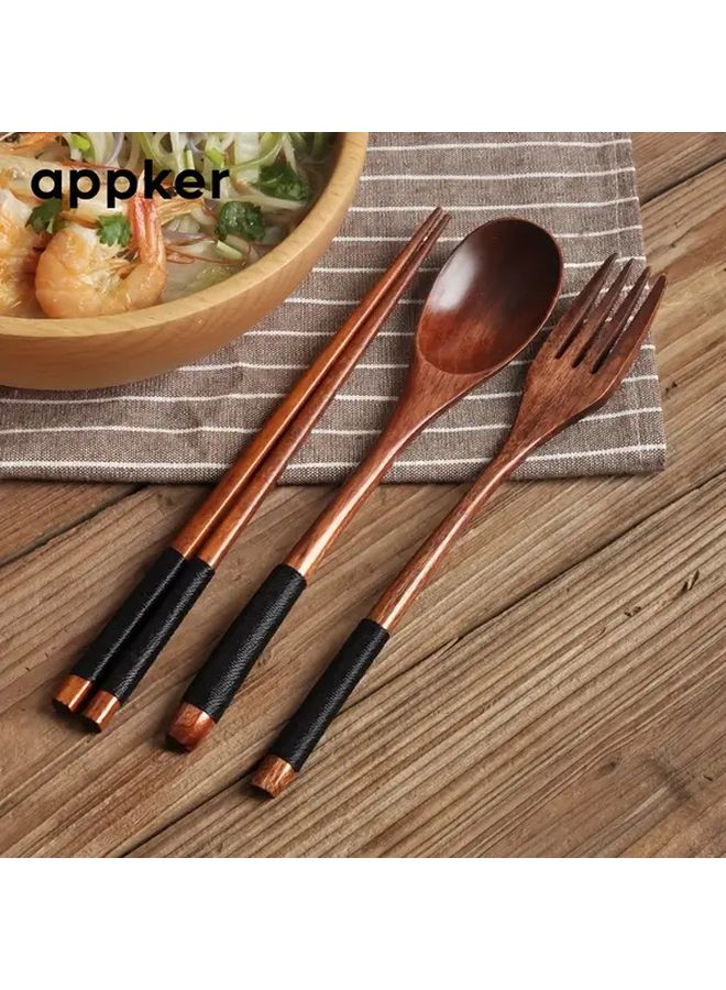 Handcrafted Wooden Cutlery Set Combination A Natural Spoon Chopsticks Fork Durable Kitchen Essentials - Image 2