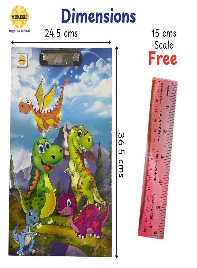 *MUKESH* MUKESH Wooden Exam Board for Students (Free Scale) Cute Dinosaur Pattern| Size- 36.5 x 24.5 cms | Clipboard | Exam Board| Writing Pad for Exams | Clip Pad | Exam Pad for Students, Boys, Girls, Kids | - Image 3