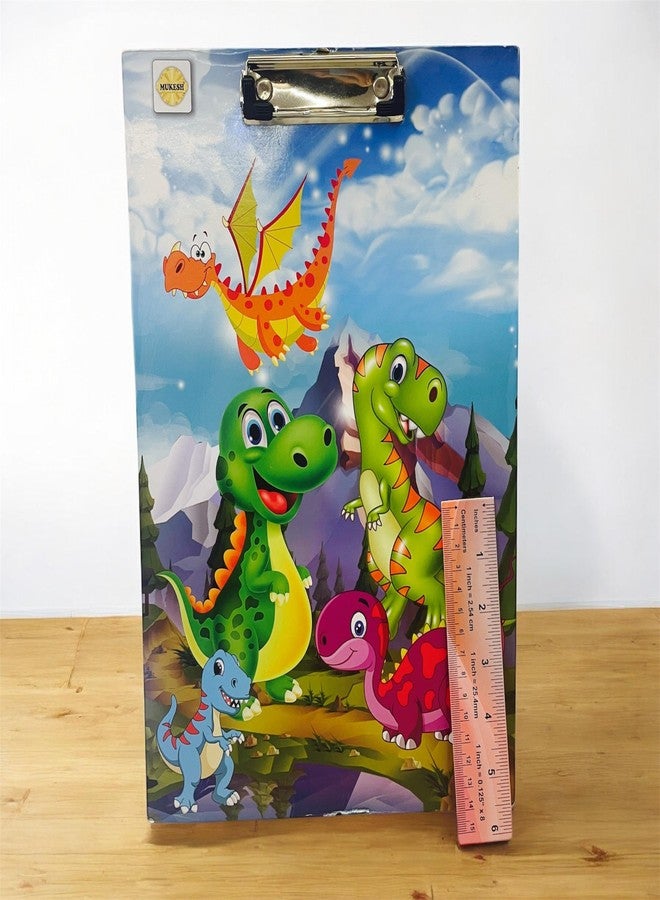 *MUKESH* MUKESH Wooden Exam Board for Students (Free Scale) Cute Dinosaur Pattern| Size- 36.5 x 24.5 cms | Clipboard | Exam Board| Writing Pad for Exams | Clip Pad | Exam Pad for Students, Boys, Girls, Kids | - Image 2