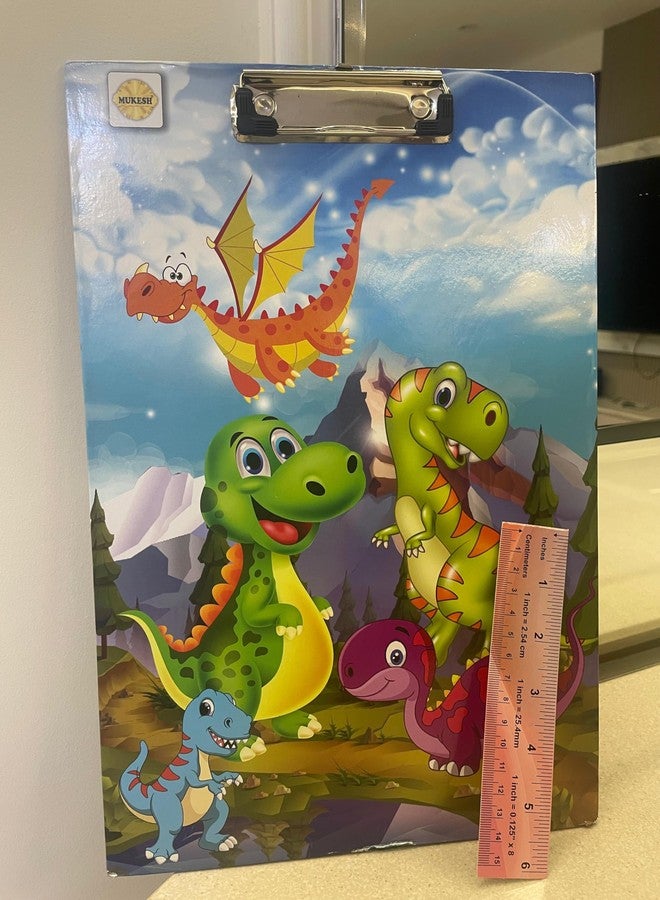 *MUKESH* MUKESH Wooden Exam Board for Students (Free Scale) Cute Dinosaur Pattern| Size- 36.5 x 24.5 cms | Clipboard | Exam Board| Writing Pad for Exams | Clip Pad | Exam Pad for Students, Boys, Girls, Kids | - Image 5