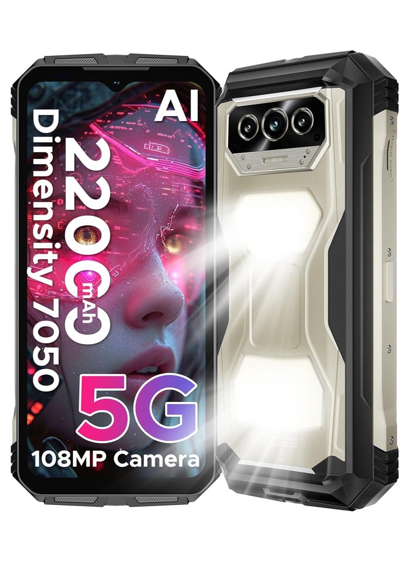 Doogee DOOGEE V Max S (2025) 5G Unlocked Rugged Phone,Dual Camping Lights,22000mAh Battery,Android 14,24GB+256GB/TF 2TB Rugged Smartphone,108MP+16MP,6.58”FHD+120Hz IPS Screen,Dual Unlock/NFC/WiFi6 - Sundial Titanium  - Image 1