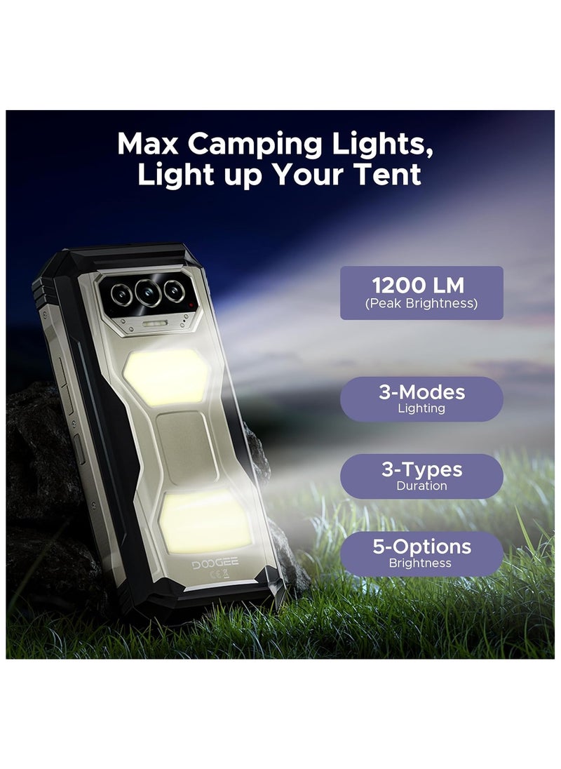 Doogee DOOGEE V Max S (2025) 5G Unlocked Rugged Phone,Dual Camping Lights,22000mAh Battery,Android 14,24GB+256GB/TF 2TB Rugged Smartphone,108MP+16MP,6.58”FHD+120Hz IPS Screen,Dual Unlock/NFC/WiFi6 - Sundial Titanium  - Image 4