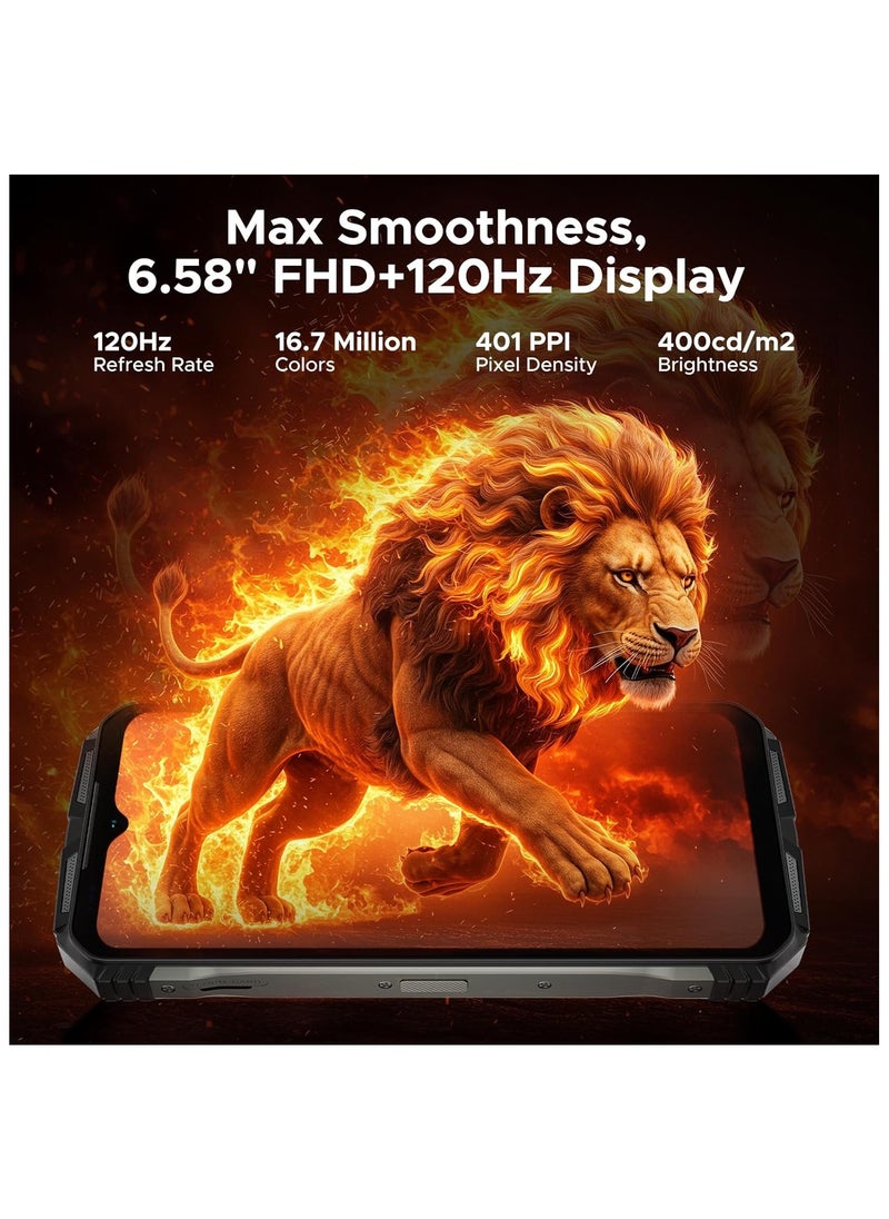 DOOGEE V Max S (2025) 5G Unlocked Rugged Phone,Dual Camping Lights,22000mAh Battery,Android 14,24GB+256GB/TF 2TB Rugged Smartphone,108MP+16MP,6.58”FHD+120Hz IPS Screen,Dual Unlock/NFC/WiFi6 - Sundial Titanium