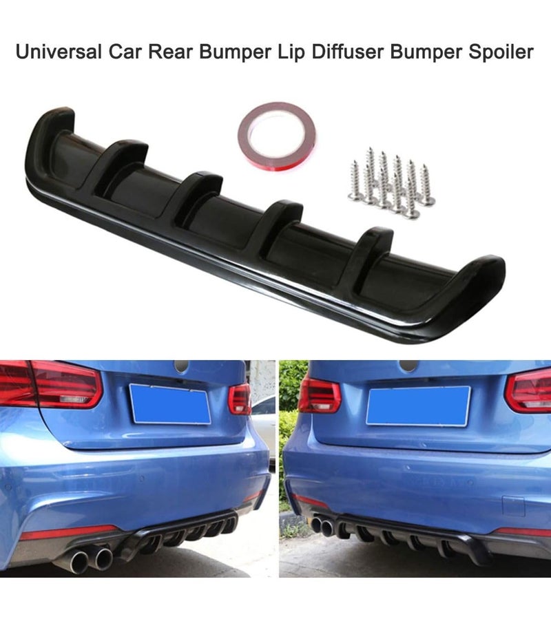 AUTO MT 6 Fin Diffuser Rear Bumper Lip 62.5X16X4.5cm car Universal Glossy Black ABS Spoiler 6 Wing Car Attractive Spoiler - Image 4