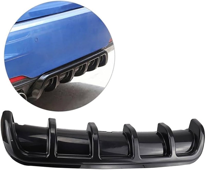 AUTO MT 6 Fin Diffuser Rear Bumper Lip 62.5X16X4.5cm car Universal Glossy Black ABS Spoiler 6 Wing Car Attractive Spoiler - Image 2