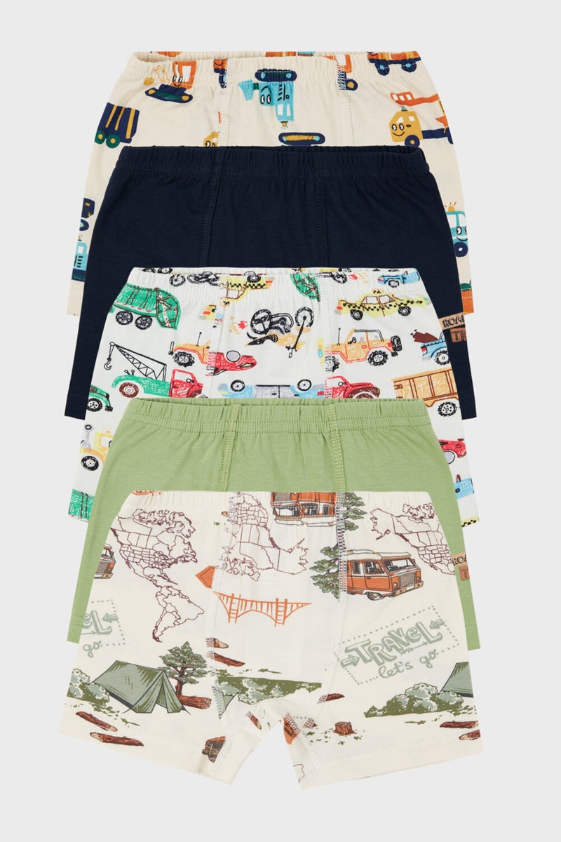 Lela Patterned Stretch Cotton 5 Pack Boxer Boy Boxer 6651007 CAR  - Image 1