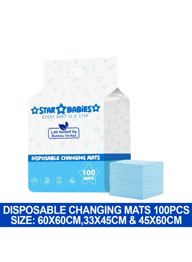 STAR BABiES Star Babies - Disposable Changing Mats - Blue - 100 Pcs