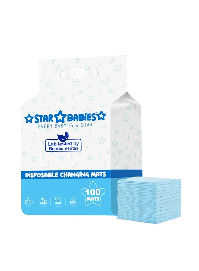 STAR BABiES Star Babies - Disposable Changing Mats - Blue - 100 Pcs
