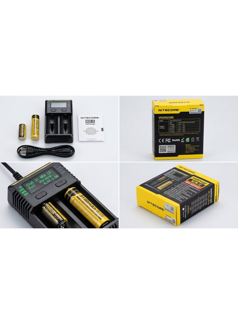 نايت كور شاحن بطاريات ذكي نايتكور NITECORE NEW i2 ثنائي الفتحات لشحن بطاريات 18650 و26650 وAA وAAA مع حماية ذكية - Image 2
