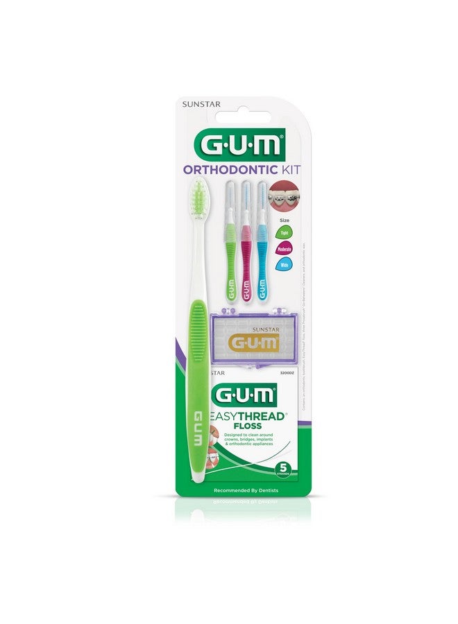 GUM Orthodontic Kit - Orthodontic Toothbrush, 3 Proxabrush Sizes and Shred-Resistant EasyThread Floss, and Mint Ortho Wax - Image 4