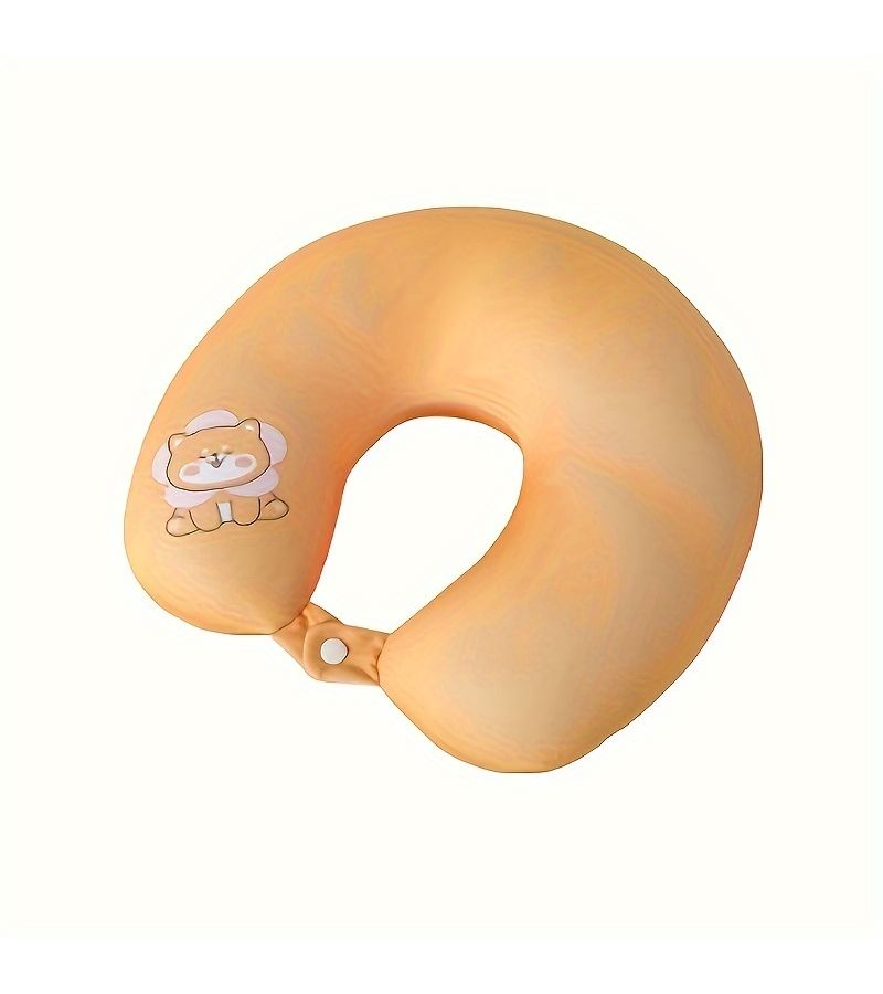 Yellow 3 In 1 Transformable Dog Plush Pillow Ultra Soft Car Airplane Neck Support - Image 3