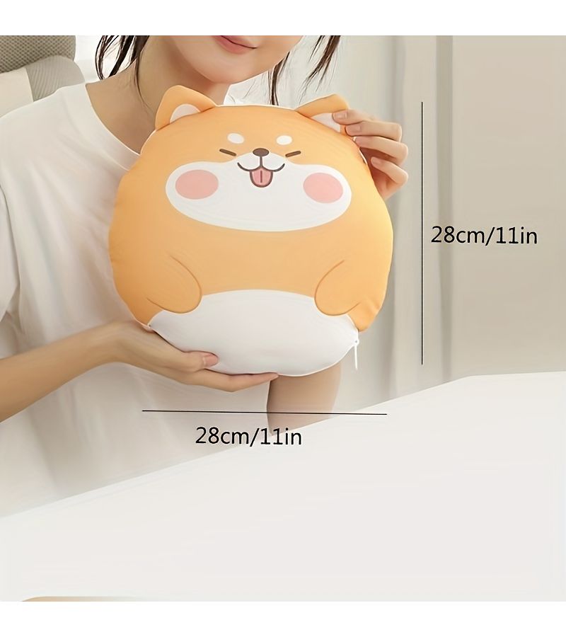 Yellow 3 In 1 Transformable Dog Plush Pillow Ultra Soft Car Airplane Neck Support - Image 2