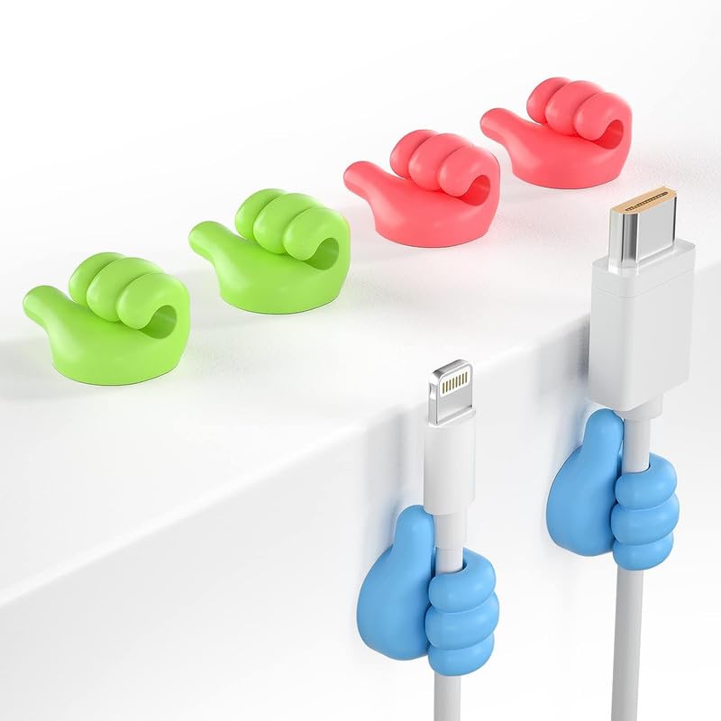 XVIA XVIA Thumb Hooks Holders for Wall Decoration Hanging Cable Organizer Clip Key Hook Wall Hangers for Data Cable Earphone Belt Utility Hooks Holders for Home Office24PCS  - Image 1