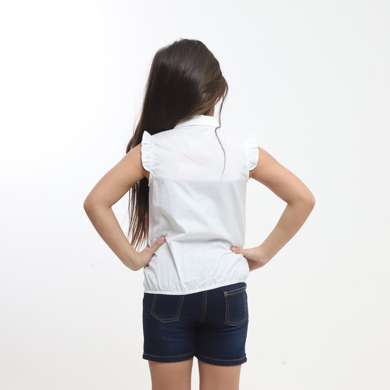 BEBO Girls' blouse, plain and floral print_White - Image 3