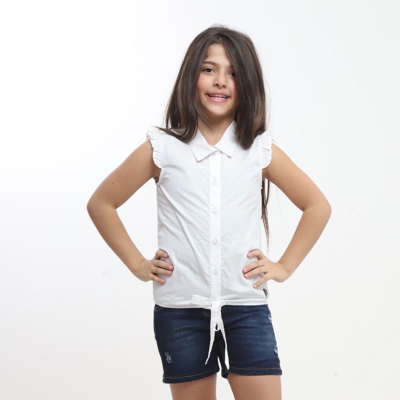 BEBO Girls' blouse, plain and floral print_White - Image 1
