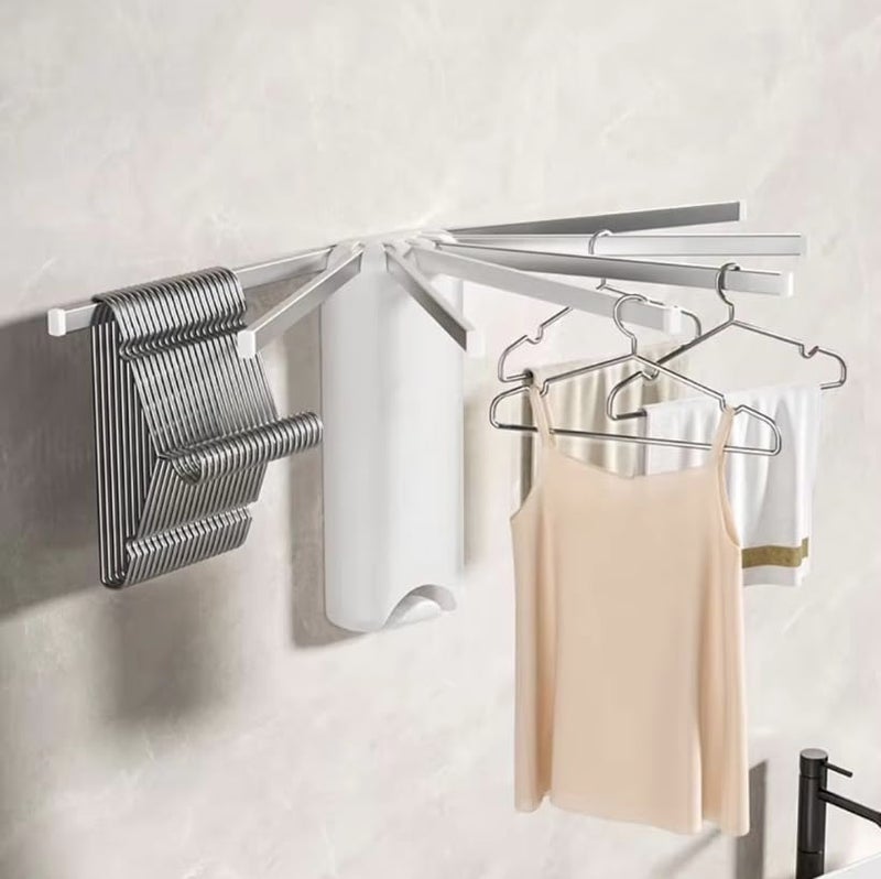 Smart Saver Foldable Wall Mount Laundry Drying Rack, Collapsible Octopus Shape Clothes Indoor, Space Saving, Solid Wooden Over The Door Clothes Drying Rack with 7 Hanging Rods - Image 1