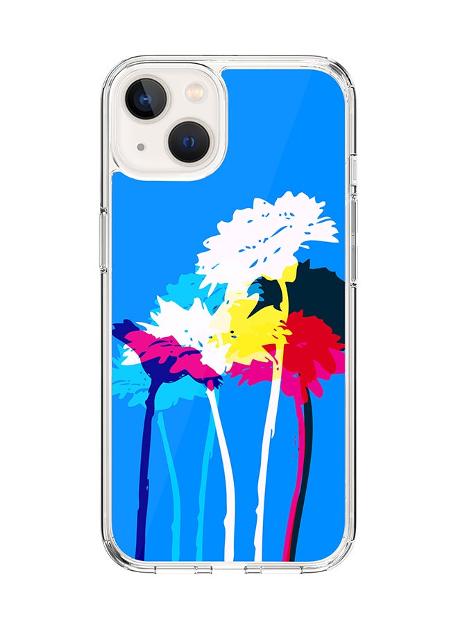 Stylizedd - Classic Clear Case for Apple iPhone 15 Hybrid Soft Case Flexible Edges Anti Drop TPU PC Gel Thin Transparent Cover [ Designed for Apple iPhone 15 ] - Bleeding Flowers (Blue) Full Print - Image 1